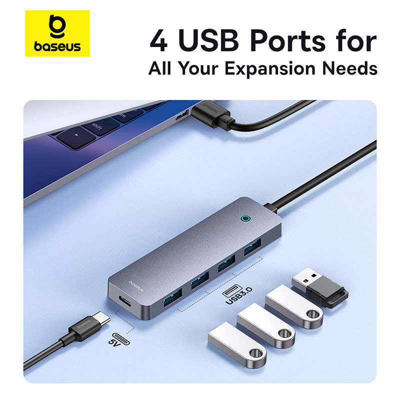 USB-хаб Baseus UltraJoy Series 4-Port HUB Lite 50cm Space Grey（USBA to USB3.0*4+Type-C5V） Одесса - изображение 10