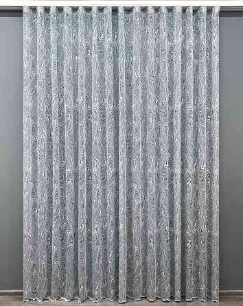 Тюль VR-Textil 1975т Жакард Сірий з білим 400х270 см (42-1001) Київ