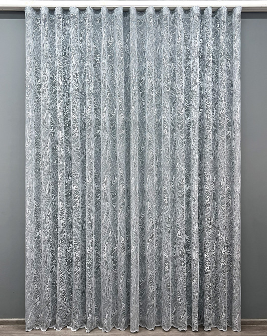 Тюль VR-Textil 1975т Жакард Сірий з білим 400х270 см (42-1001) Київ - фото 2