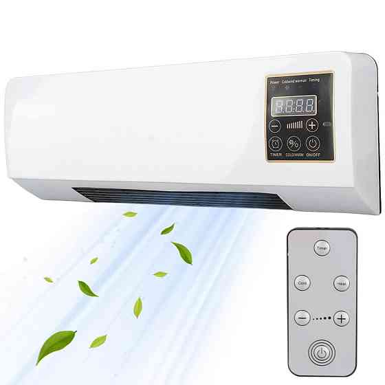 Настінний тепловентилятор з пультом, 1500 Вт, 3 режими / Настінний вентилятор / Тепловентилятор дуйка на стіну Київ