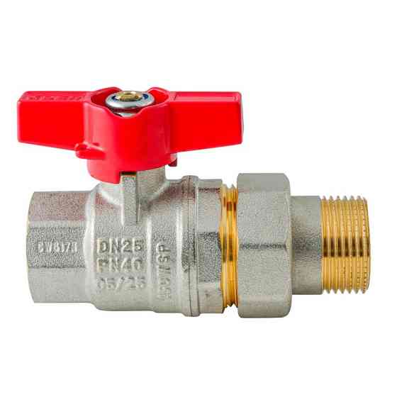 Кран з американкою Koer Extreme KE.227-25 - 1" ручка "метелик" червона (KR5767)   ( 20769 ) Харків
