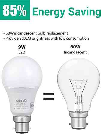 Светодиодные лампы EDISHINE B22 A60 10 Вт, 800 лм, 2700K, диммируемые 10–100%, аналог 60 Вт, 6 шт Киев