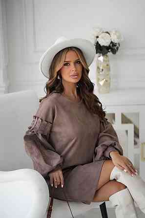 Женское замшевое платье с вышивкой 46 - 48, Капучино Одеса