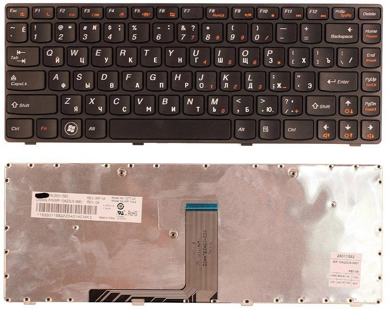 Клавиатура для ноутбука Lenovo IdeaPad (B470, V470) Black, (Black Frame), RU Вінниця - фото 1