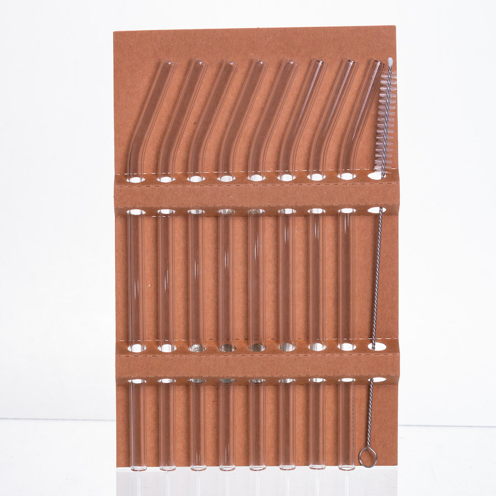 Многоразові скляні трубочки з щеточкою для напоїв (9 шт) Київ - фото 1