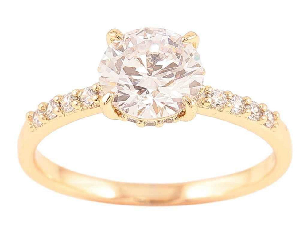Каблучка Позолота 18K «Доріжка цирконію з фіанітом, ø 8мм» (258666) р.18.5 ТМ XUPING Київ - фото 1