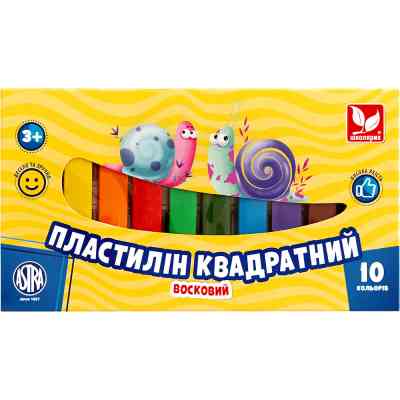 Пластилін Школярик Восковий Квадратний 10 кольорів 195 г (303115006-UA) Вінниця