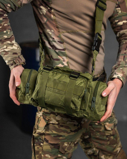 Сумка тактическая наплечная модульная молли  на 5 л олива ВТ7602 Одесса - изображение 7