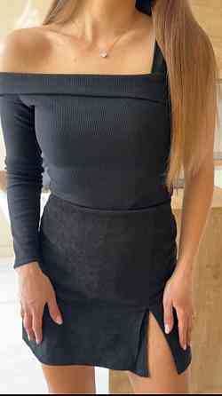 Жіноча базова кофта з відкритими плечима трикотаж рубчик Чорний, 46/48 Одеса