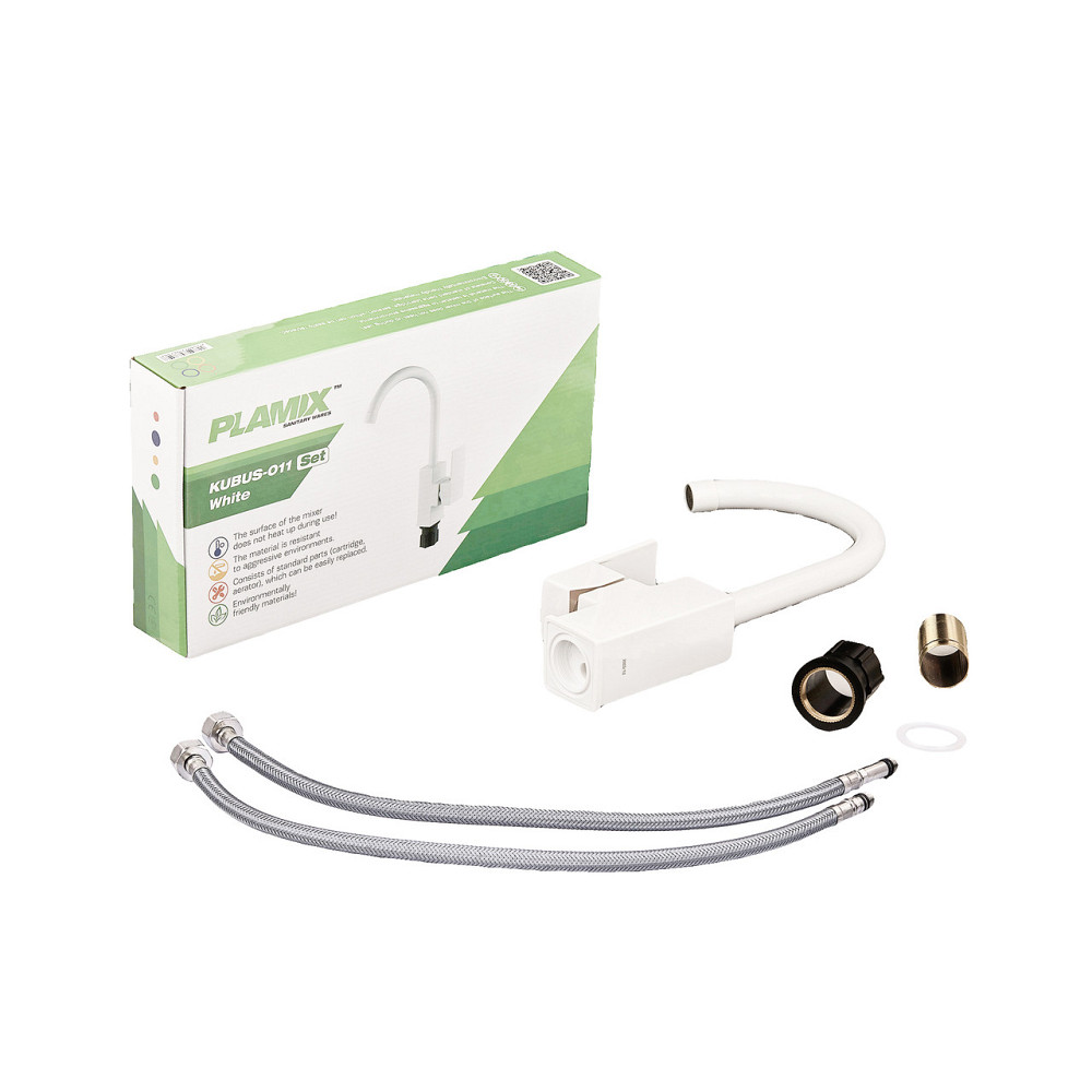 Змішувач для кухні Plamix Kubus-011 SET White (з підведенням) (PM0674) Київ - фото 5