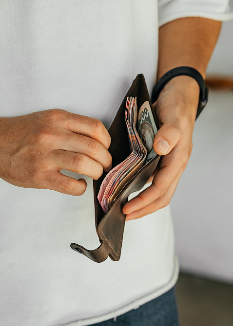 Чоловічий гаманець із натуральної шкіри, місткий гаманець, чоловічий на кнопці гаманець із Crazy HorseMasterSem Київ - фото 3