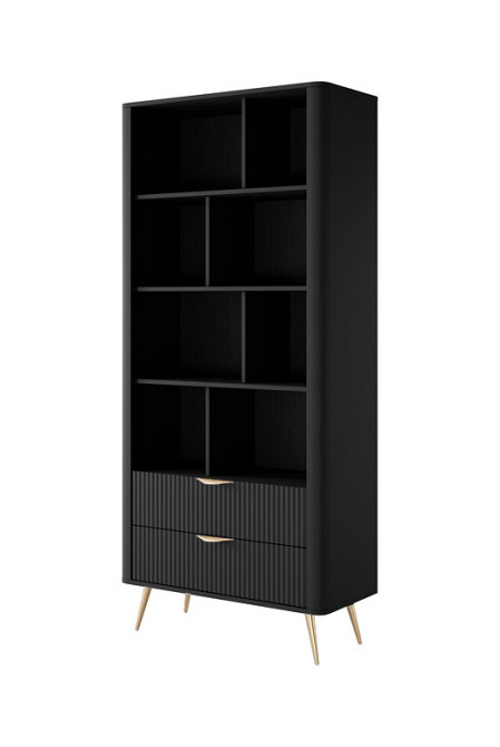 Стелаж Perfect Home Ланте / Lante 2S з 2 шухлядами і золотими ніжками Чорний (PFH-091189) Дніпро - фото 1