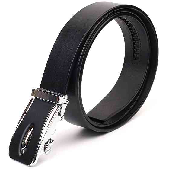 Брючний чоловічий ремінь із пряжкою автомат з натуральної шкіри 21465 Vintage Чорний Київ