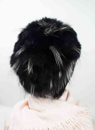 Шапка зимняя меховая женская водопад Милена Черный Харьков