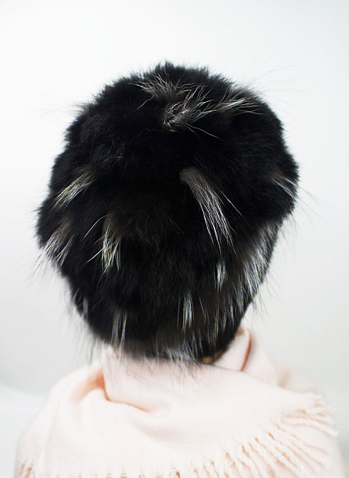Шапка зимняя меховая женская водопад Милена Черный Харьков - изображение 4