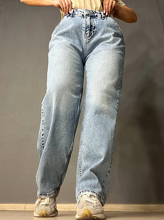 Джинси жіночі Mikaletta 9505 SKATER BALON jeans широкий крій банани косі кишені блакитні, блакитний, Одеса - фото 5