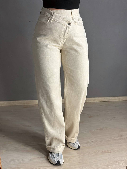 Джинсы женские Its Basic 3847-7S6 straight fit с асимметричной застежкой бежевые, бежевый, 36, 36, 72 см, 98 см Киев - изображение 5