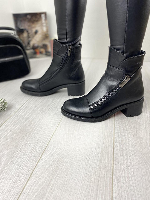 Injers Черевики жіночі INJERS чорні натуральна шкіра зима висота 14см каблук 6см (604 43) Коломыя - изображение 3