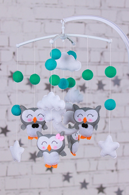 Музичний мобіль WoollyFox «Совушки» з 35 мелодіями Київ - фото 1