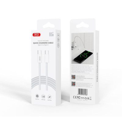 Дата кабель USB-C to USB-C 1.5m 60W white XO (NBQ260B_С_White) Вінниця - фото 3