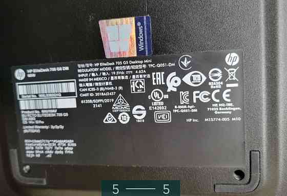 Комп'ютер: HP EliteDeck 705 G5 Ryzen 5 Pro 3400G 8Gb. Wi-Fi 5G2G 256 NVME. Київ