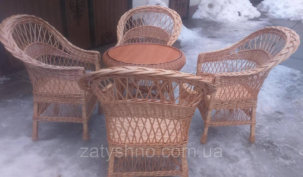 Меблі з лози на чотирьох із круглим столом Київ - фото 4