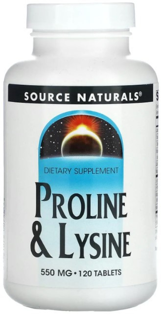 Лізин Пролін Source Naturals L-Proline L-Lysine 550 мг 120 таблеток Київ - фото 1