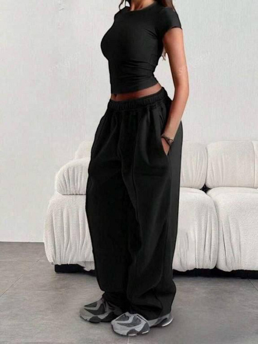 Жіночі спортивні штани оверсайз двонитка Чорний Одеса - фото 5