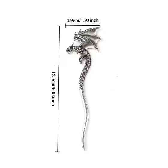 Заколка-шпилька для волос Дракон – серебристый фантазийный аксессуар Киев