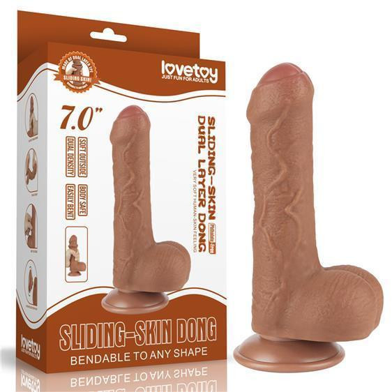 Фалоімітатор - Sliding-Skin Dual Layer Dong 7" Brown Sex Aura Київ - фото 1