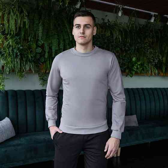 Світшот чоловічий однотонний сталевий Pobedov 001 Київ