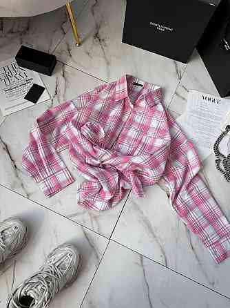 Жіноча стильна сорочка оверсайз у клітинку фланель 100% котон Рожевий 2 Одеса