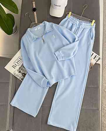 Женский прогулочный костюм двойка: кофта и штаны двунить Голубой, 40/44 Одесса