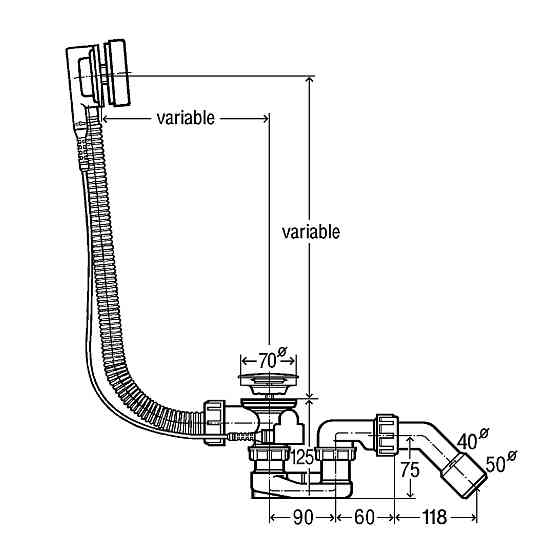Сифон для ванни Simplex VIEGA автомат (подовжений) 595678 Луцьк