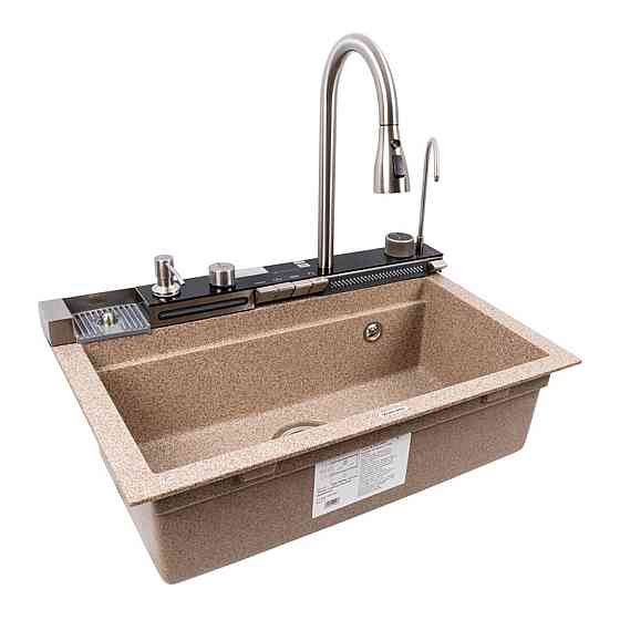 VALESO Мийка гранітна VALESO 6846 IRENA (карамель) матова, повна комплектація (Водоспад) Коломыя