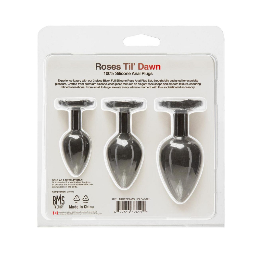 Набір силіконових анальних пробок BMS Roses Til’ Dawn Silicone Anal Plug Kit Starter Kit Black Sex Aura Київ - фото 7