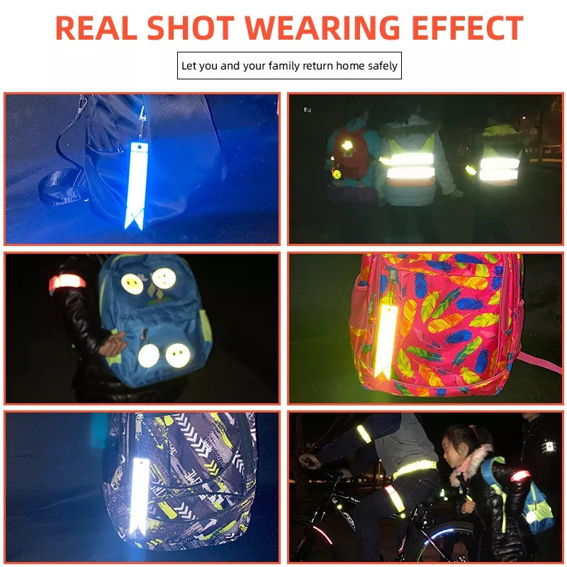 Брелок світловідбиваючий набір 10 штук 15 на 3 см різнобарвний Київ - фото 2