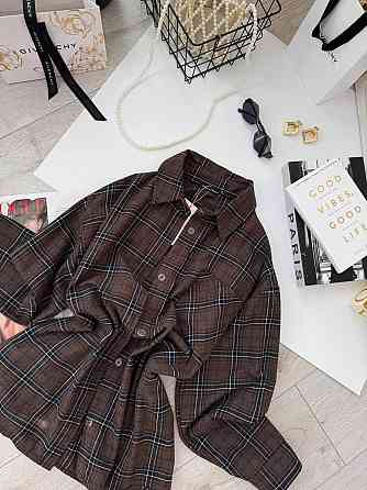 Женская базовая оверсайз рубашка в клетку Шоколад Одесса