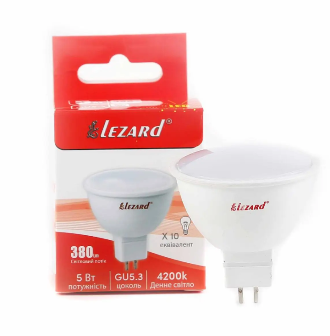 Лампа MR16 5W GU5.3 4200К 175-250V LED Лезард Житомир - фото 1