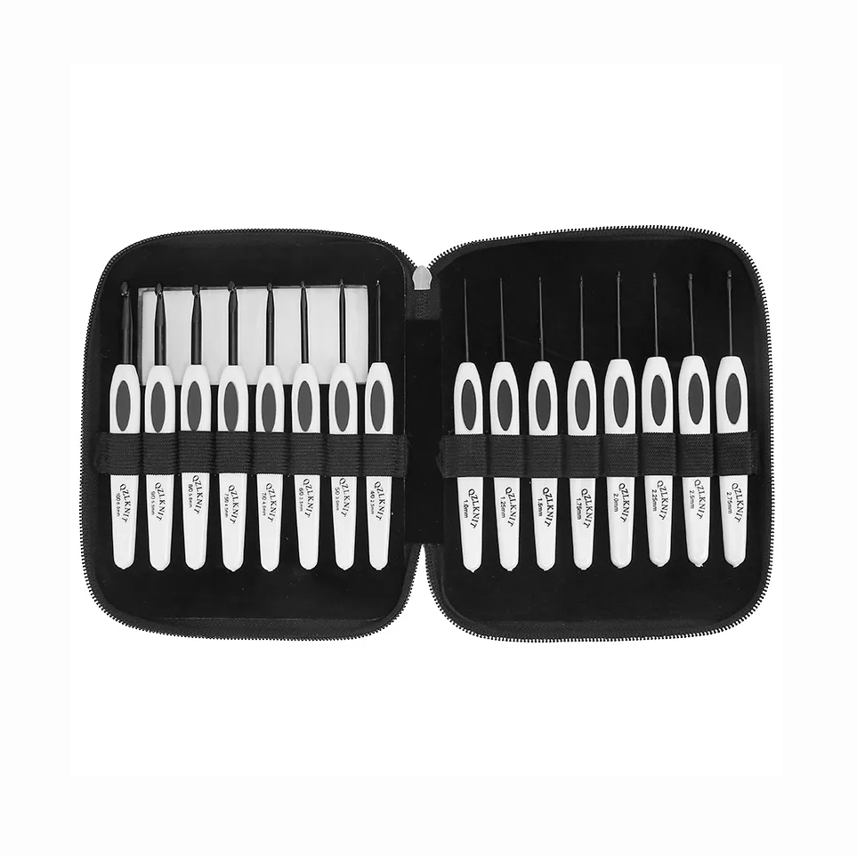 Набор крючков для вязания в косметичке, 16 штук белых крючков, размер 1.0/10.0 мм Каменец-Подольский - изображение 1