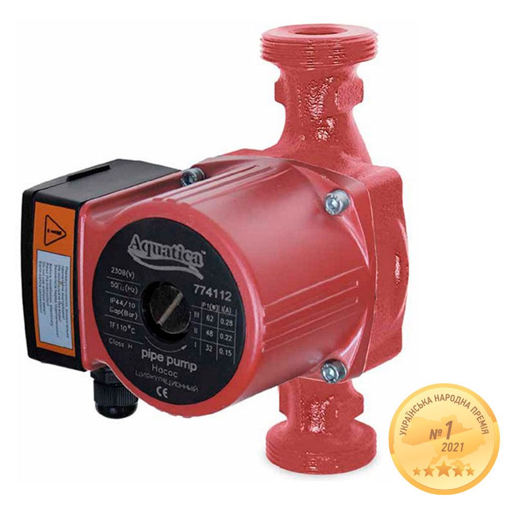 Насос циркуляційний 100Вт Hmax 6м Qmax 75л/хв Ø2" 180мм+гайки Ø1¼" AQUATICA (774134) Рівне - фото 1