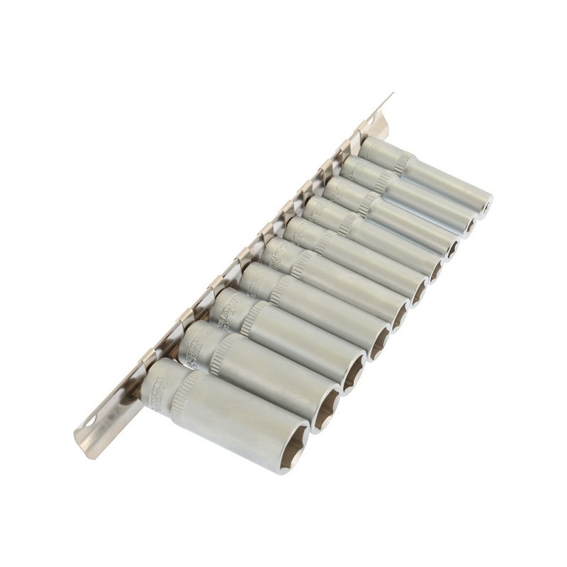 MASTERTOOL Набір головок торцевих 6-гранних подовжених MASTERTOOL ¼" 4-13 мм L 48 мм CrV 10 шт Коломыя - изображение 1