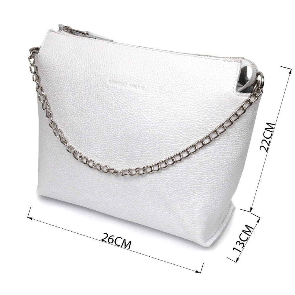 Містка жіноча сумка з натуральної шкіри GRANDE PELLE 11654 Біла Київ - фото 7