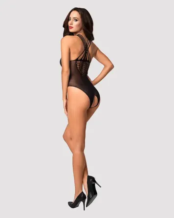 Бодістокінг з великою та дрібною сіткою Obsessive B118 teddy S/M/L, чорний, з доступом Львов