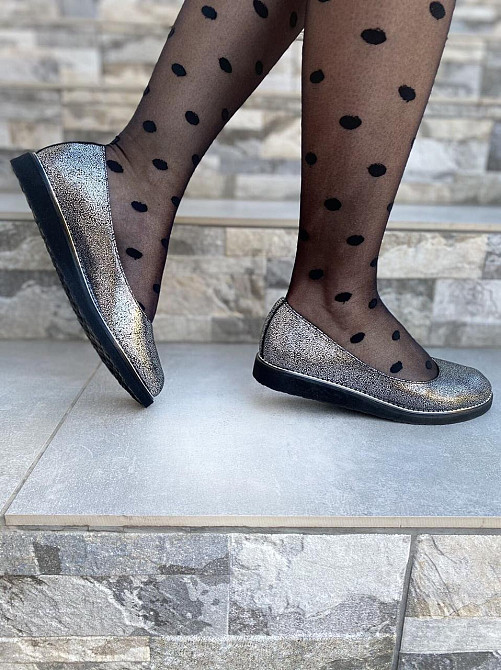 Injers Балетки жіночі INJERS срібні натуральна шкіра-сатин розмір 36-37 (1294) Коломыя - изображение 9