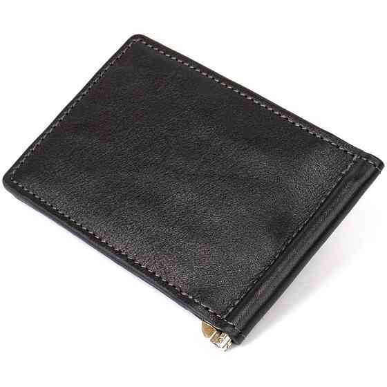 Чоловічий шкіряний затиск для грошей GRANDE PELLE 11475 Чорний Київ