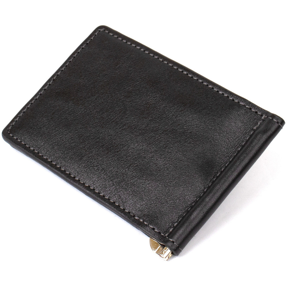 Мужской кожаный зажим для денег GRANDE PELLE 11475 Черный Киев - изображение 2