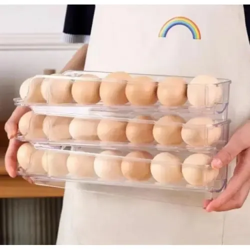 Компактный органайзер для яиц 3 ярусный автоматический Plastic shelving / Контейнер-лоток для яиц Коломия - фото 3