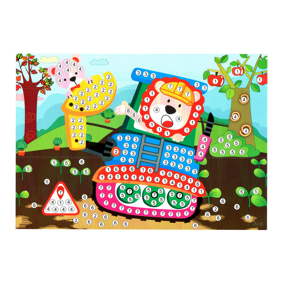 Дитяча мозаїка за номерами "Будівельники" 13-127-10 різнокольорові камінчики Вінниця - фото 1