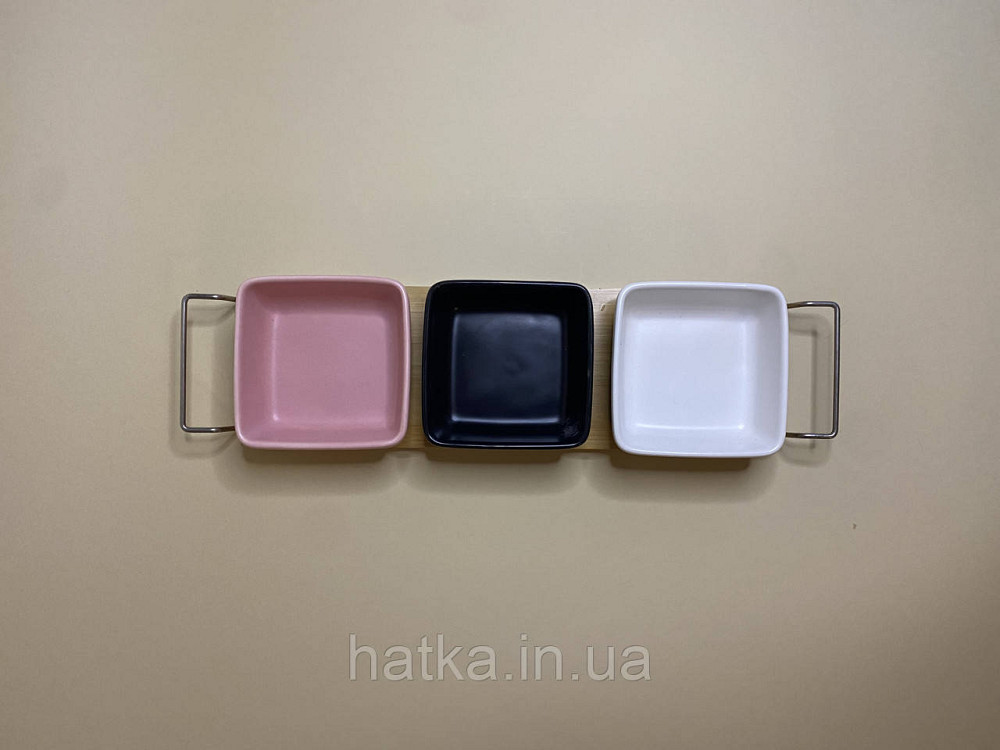 Менажниці на бамбуковій підставці Colored 4пр/наб 35*9см Київ - фото 3